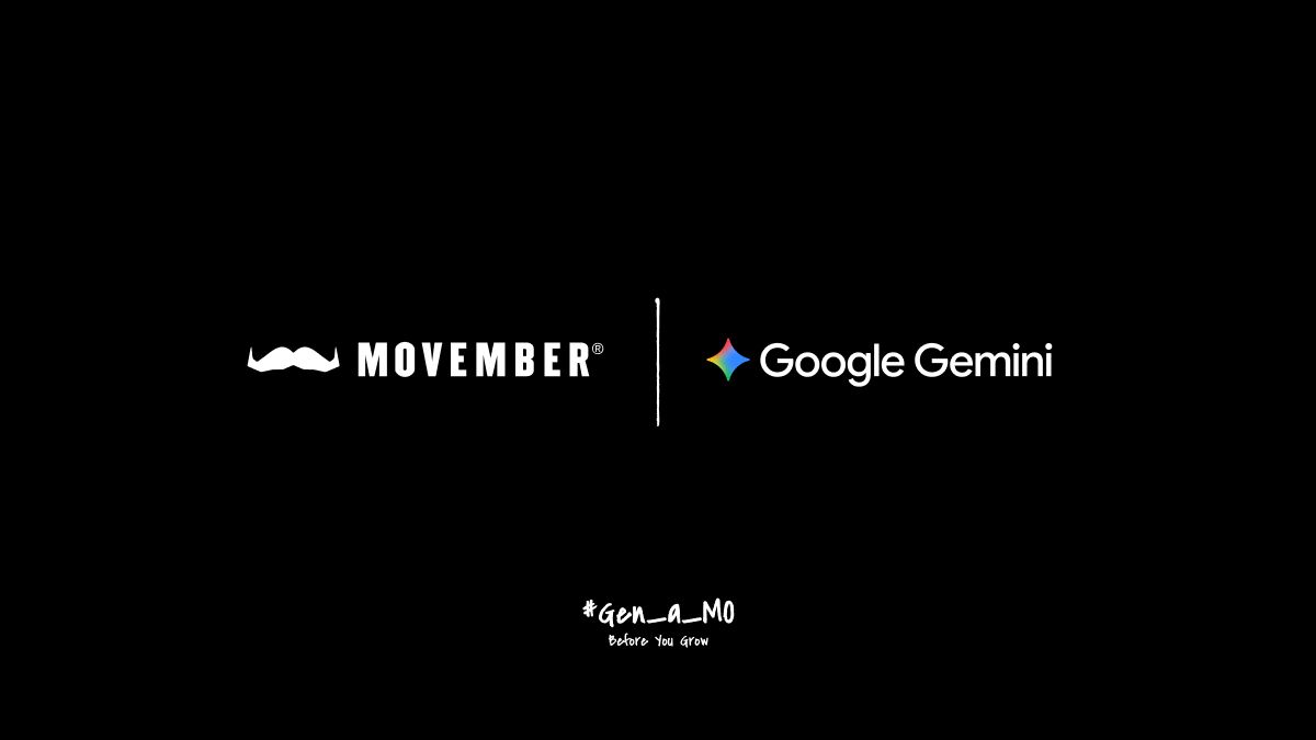 Image showing the Movember and Google Gemini logos on a black background.