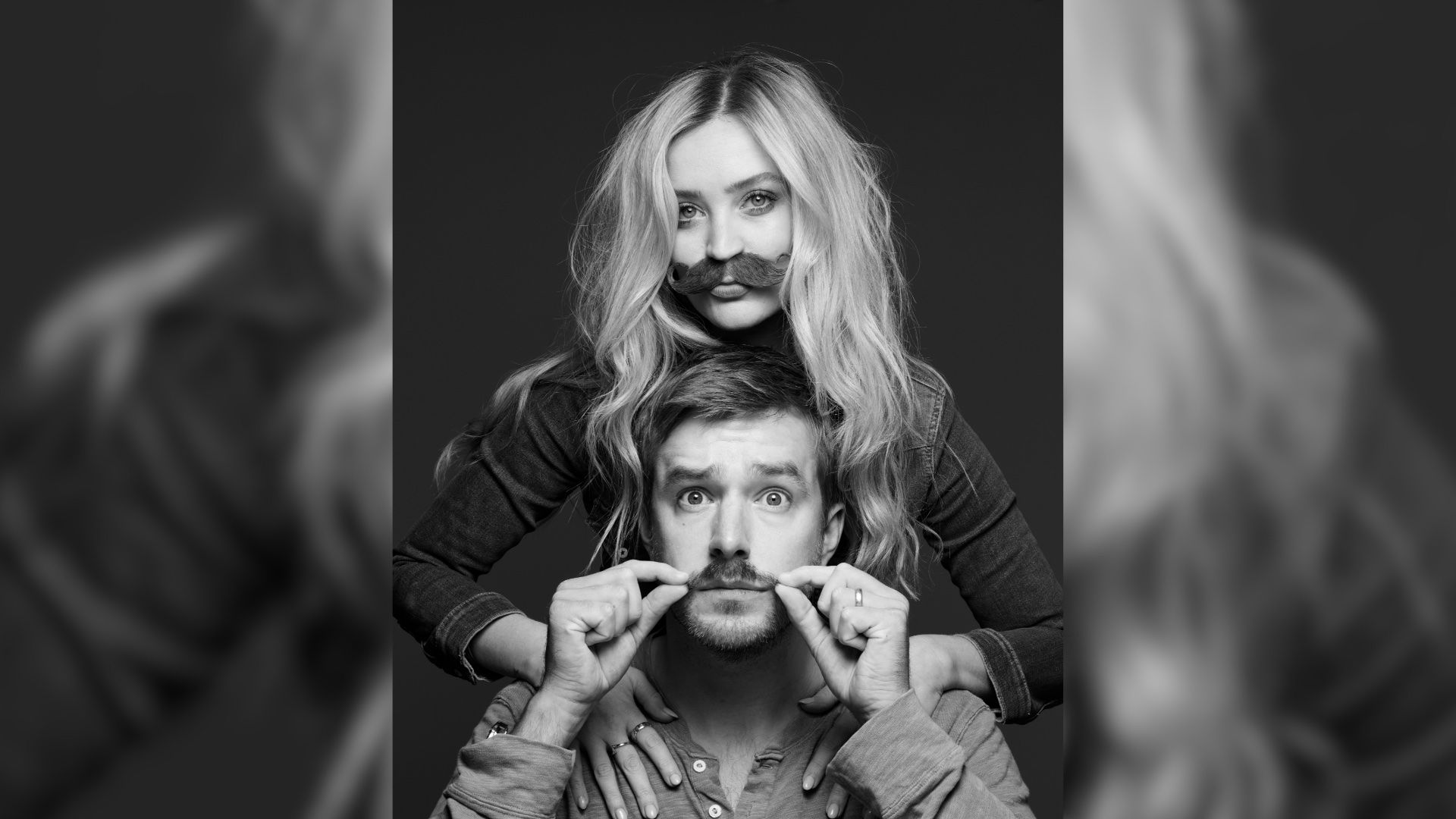 Laura Whitmore and Iain Stirling showing their Mo