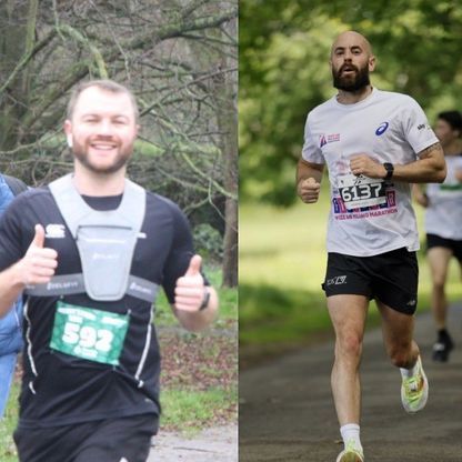 Photo of two Movember supporters running for Movember.