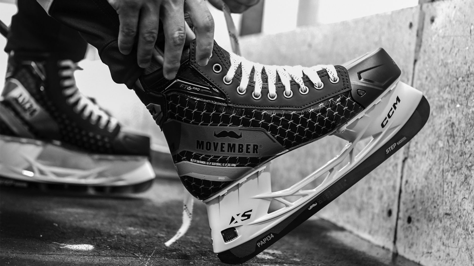 An image of Auston Matthews' CCM x Movember hockey skates