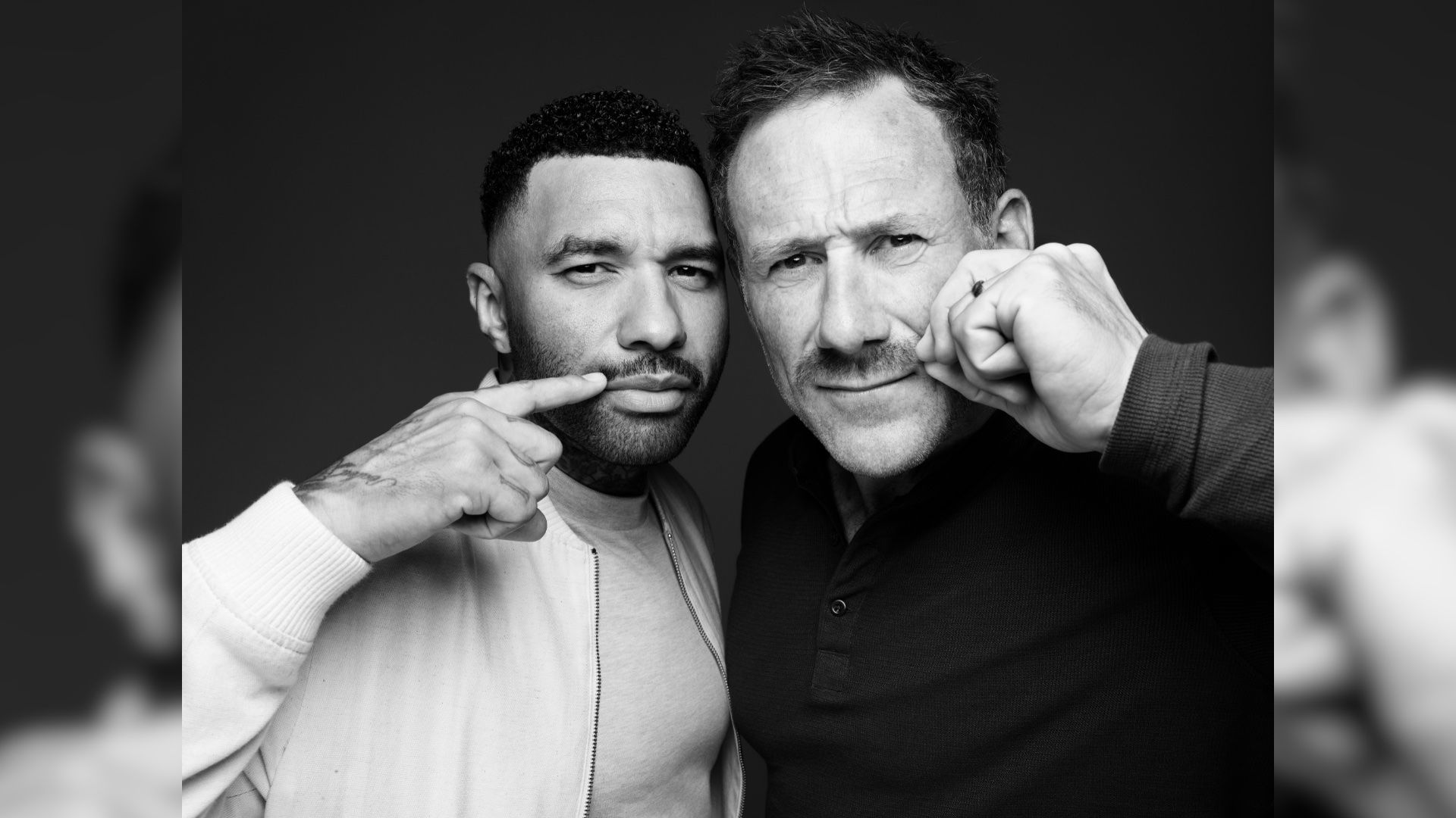 Jermaine Pennant and Jason Fox posing with their Mo's