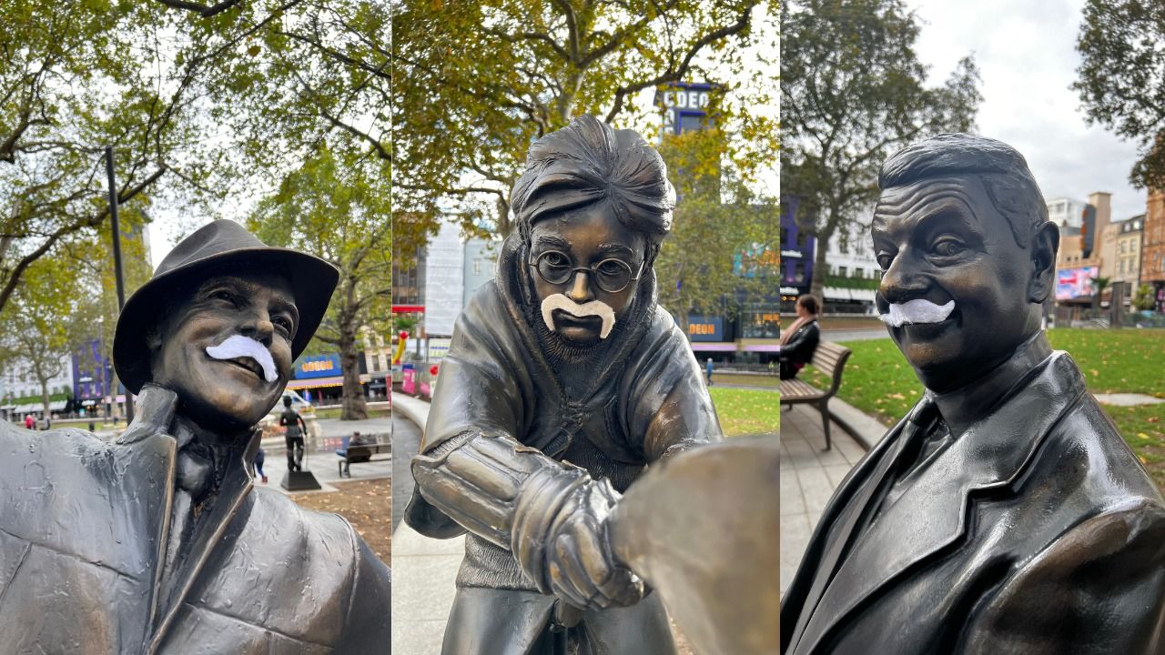 Moustaches on statues