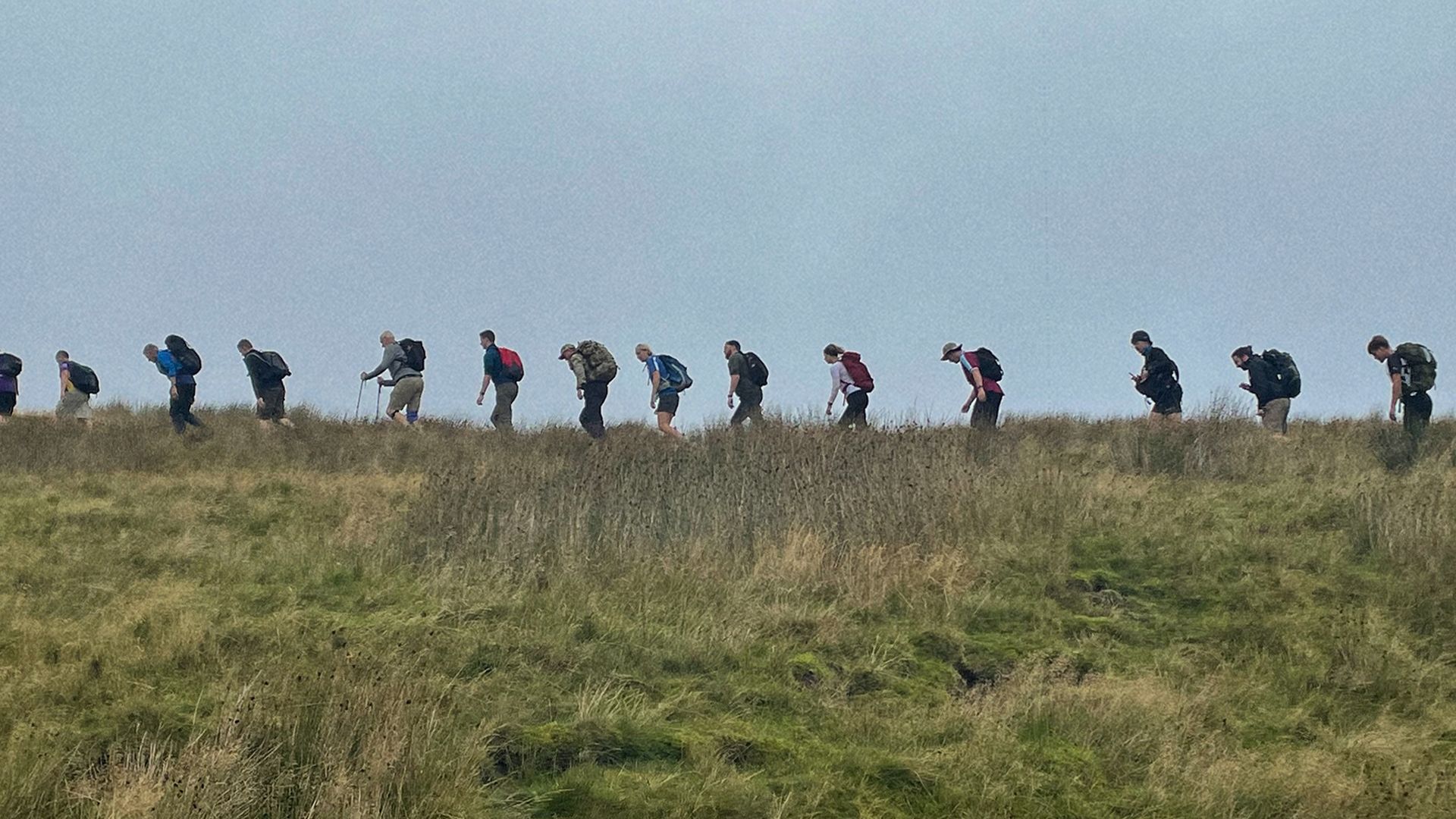 Steven and his group trekking one of the Yorkshire Three Peaks