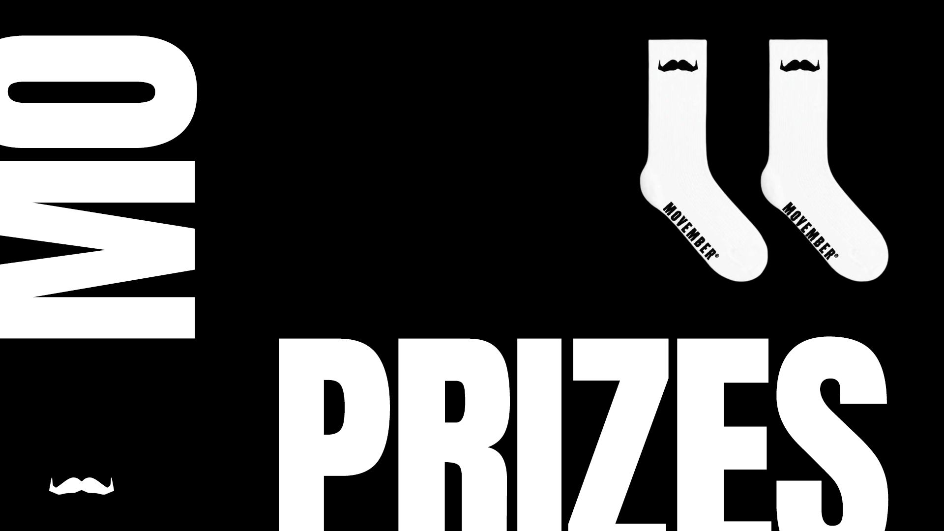 A graphic with the text 'Mo Prizes' and an image of a pair of Movember-branded socks.