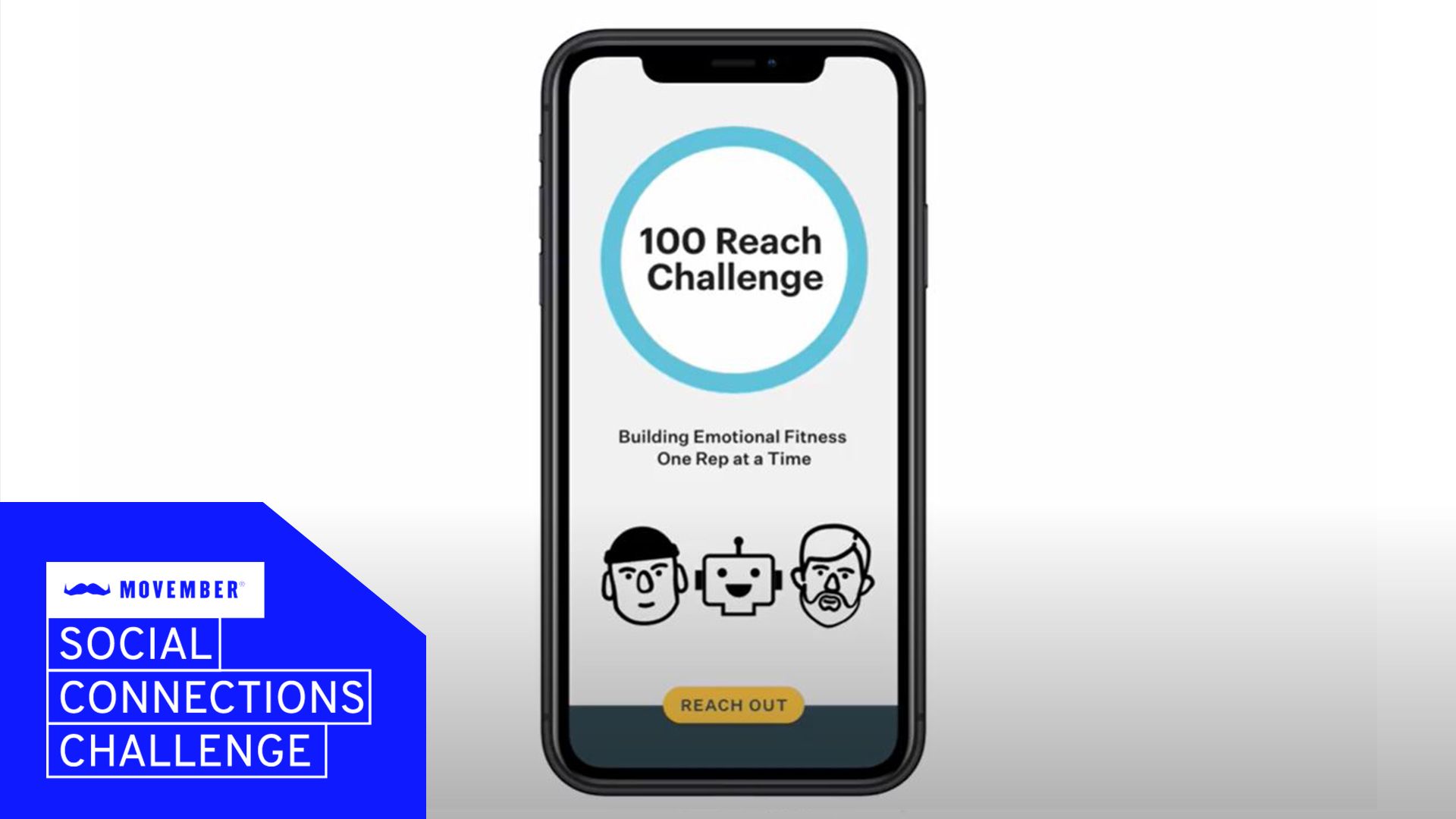 A mock-up of the 100 Reach Challenge on an iPhone screen